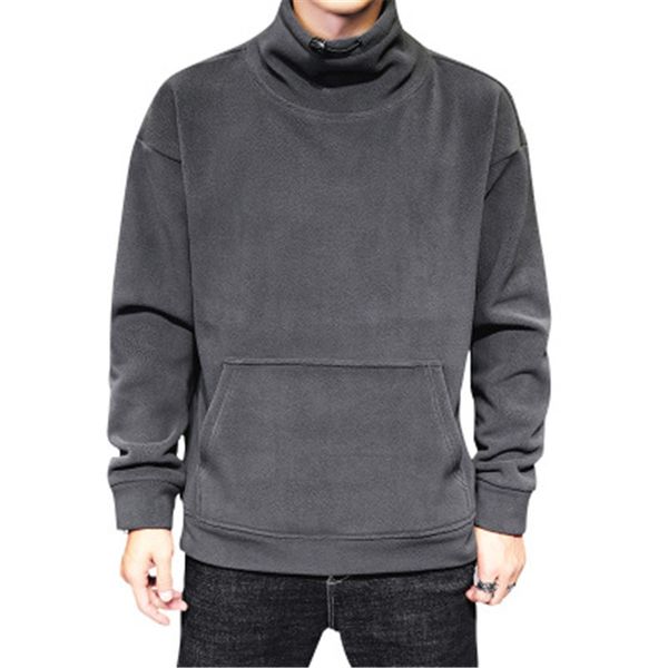 

man fleece sweatshirts fashion korean version long sleeve pile collar pullover designer autumn male casual loose csual sweatshirts, Black