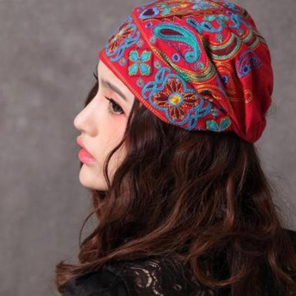 

hooh women embroidery fedoras mexican vintage turban cap ethnic print fedoras hats for women hats accessories, Blue;gray