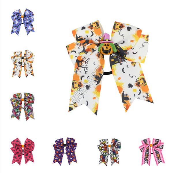 

cute bowknot волосы марки hairbands девушка мультфильм связь волосы круг кольцо cute halloween ghost pumpkins хвостик держатель глава аксесс, Slivery;white