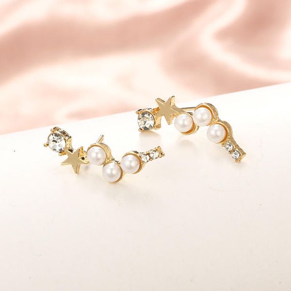 

hoop & huggie womens irregular geometric creative vintage stars metal earrings pearls ladies costume jewellery retro, Golden;silver