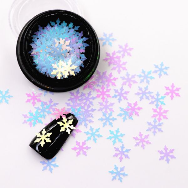 

1 box 3d nail christmas stickers nail sequins glitter art glitter gel holographic laser snowflakes stickers manicure decoration, Silver;gold