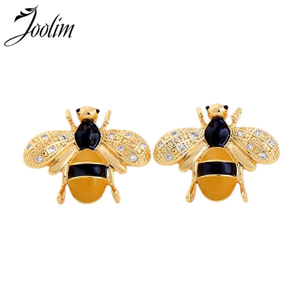 

joolim cute enamel yellow red white bee stud earring korean earring, Golden;silver