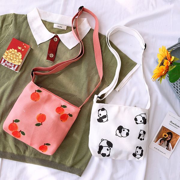 

японская литература hipster холст сумка корейских девочек сеном xi фрукты pattern плеча студенты симпатичные сумки на ремне женщины