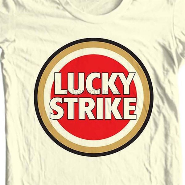 

lucky strike сигарета футболка урожай ностальгический курение хлопок graphic tee tan пользовательские печать футболочку