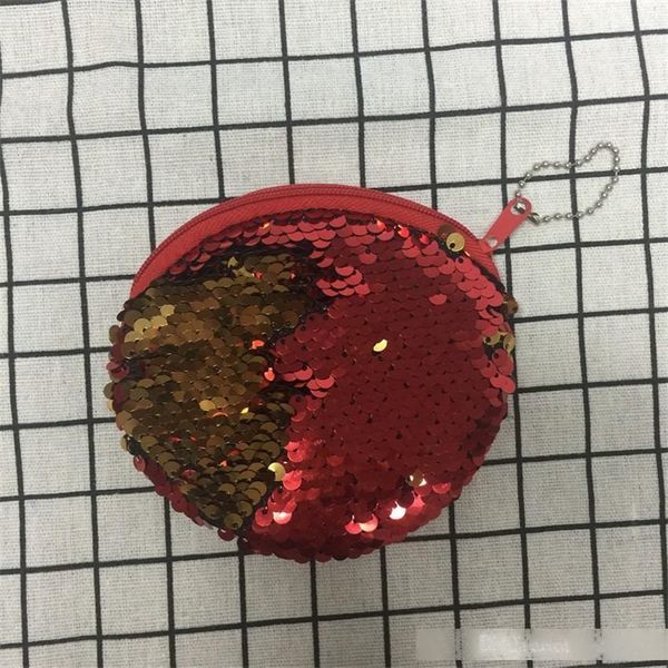

new cute mermaid sequin coin purse mini storage bag key ring purse with zipper round plush coin bag for students headphone bag