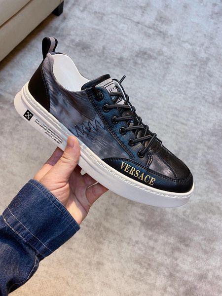 

luxurious luxury design sneakers mens or womens leather flat casual shoes chaussures de designer socialite with box 4 i 8 j, Black