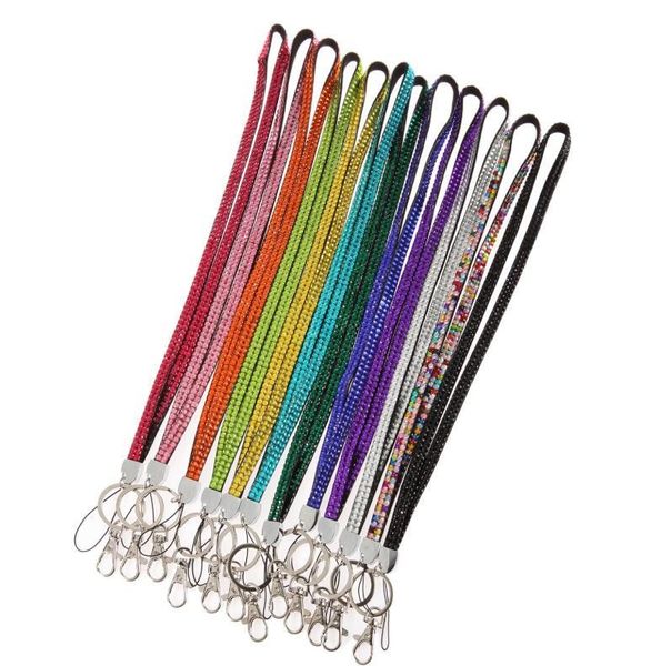 

rhinestone bling crystal custom lanyard id badge cell phone and key holder