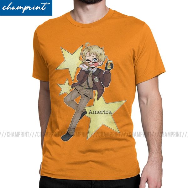 

america t-shirts men axis powers hetalia anime aph world hipster pure cotton tees o neck short sleeve t shirts printing clothes