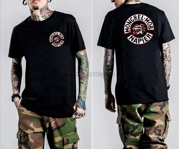 

casual t shirts mongrel mob logo men round neck cotton black size s-4xl