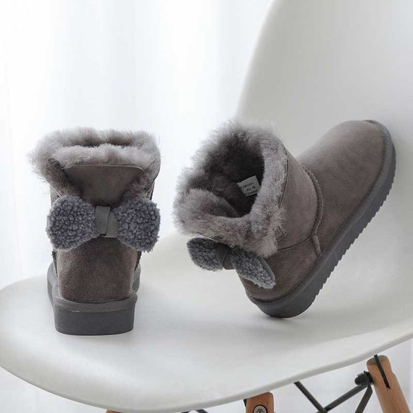 

beautiful genuine sheepskin 2020 real sheepskin women's winter classic woman snow boots ankle women boots women shoes, Black