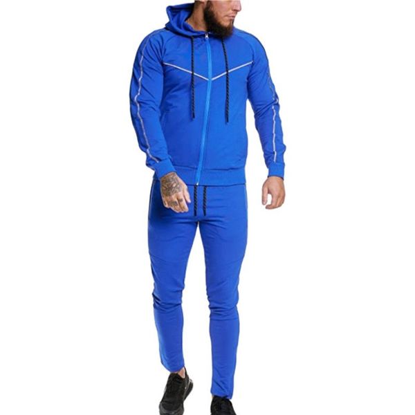 

mens striped patchwork tracksuits casual hooded collar sportswear with pockets and zipper fashion autumn winter full length apparel, Gray