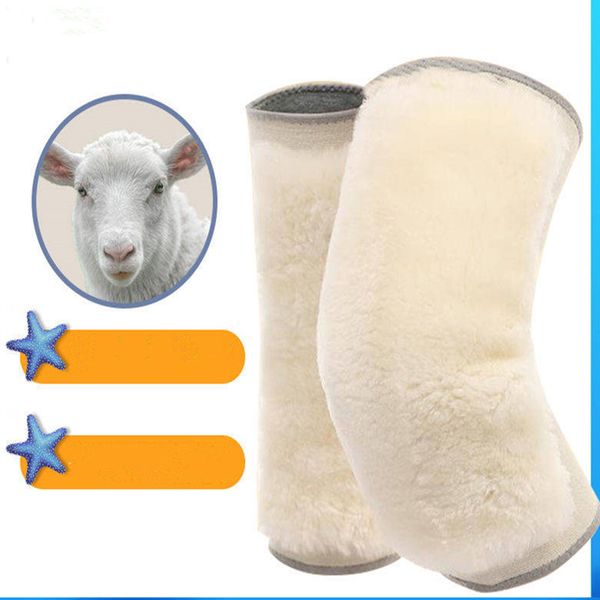 

elbow & knee pads winter thick wool keep warm comfortable protection prevention old cold legs protector, Black;gray
