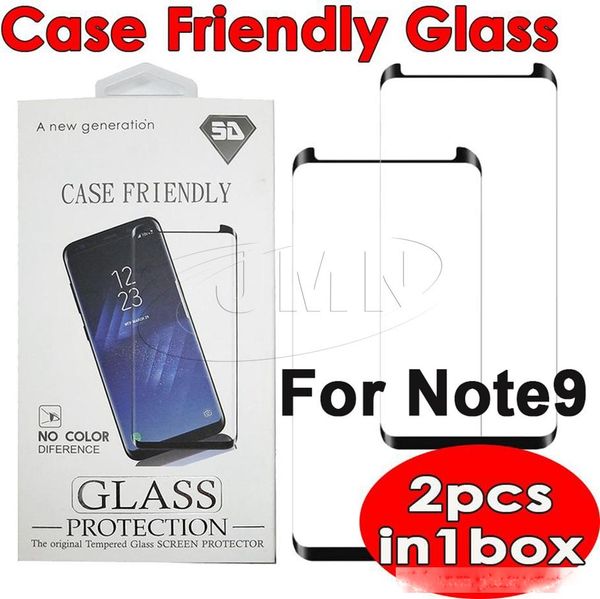 

5d curved case friendly tempred glass protector for samsung galaxy s9 s9 plus note9 note8 note 9 8 s7edge s6edge 2 unit in one retail pack