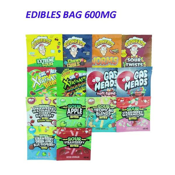 

600mg edibles candy gummy bags budheads sour packaging cannaburst 420 mylar bag
