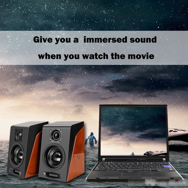 

vodool wood speaker subwoofer restoring ancient ways desksmall computer pc speakers with usb 2.0 & 3.5mm audio interface