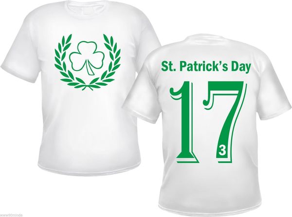

st.patrick's day t-shirt - cloverleaf pattern - white - ireland irish 17.3
