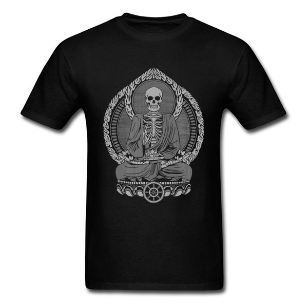 

голодание черепа будды tshirt чернила charcoal tops тройники crewneck 100% хлопок geek мужчины футболка новизна медитация t shirt new