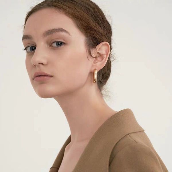 

rongho metal gothic earrings for women fashion hiphop earring gold brincos vintage copper oval earring geometric jewelry, Golden;silver
