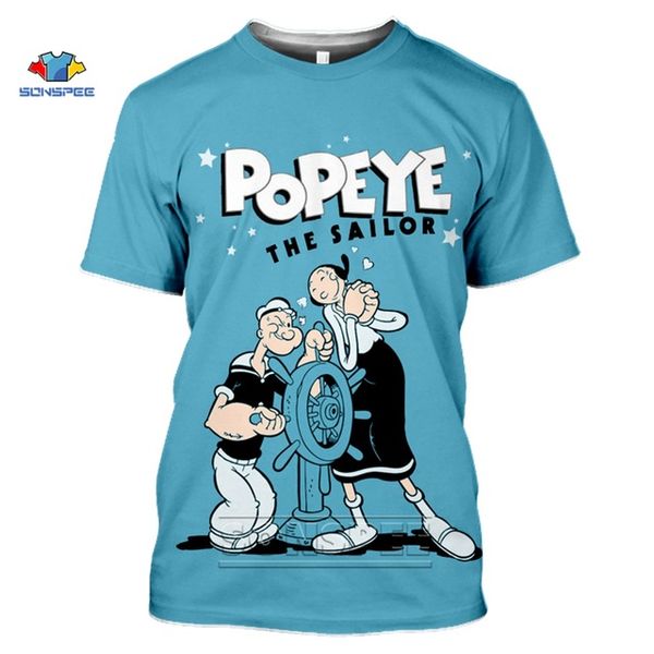 

summer design cartoon anime popeye 3d print shirts oversized graphic funny men clothing