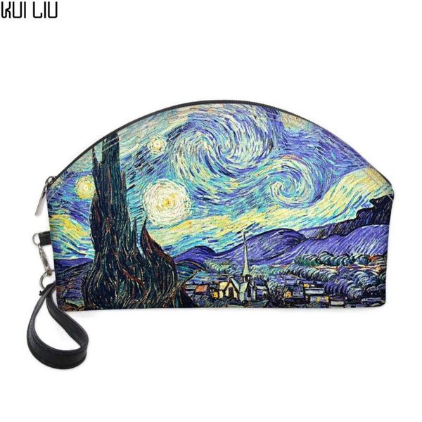 

customized vincent gogh starry night cosmetic bag makeup organizers toiletry travel cosmetic cases lady vanity case pochette