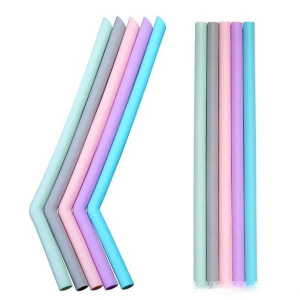 

new silicone drinking straw multi-color reusable silicone straw folded bent straight straw home bar accessory silicone tube a169
