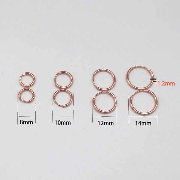 

hoop & huggie rose gold color simple small ear bone earrings for women 925 sterling silver material mini round circle hoops, Golden;silver