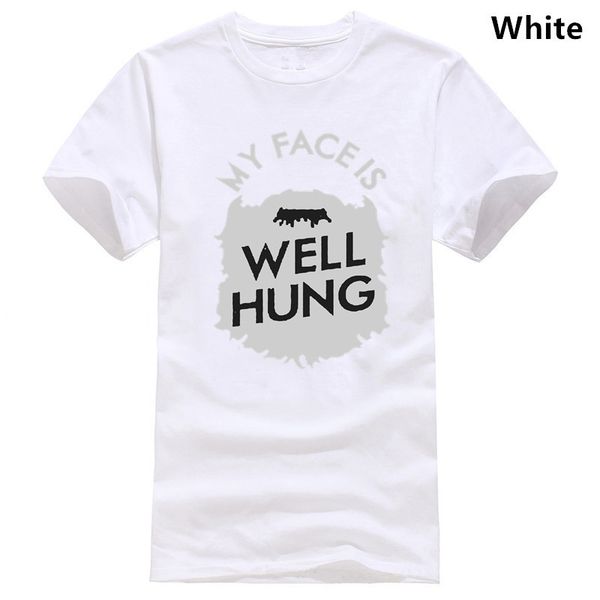 

my face is well hung t-shirt design - black t-shirt with white print