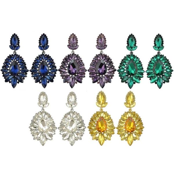 

австрийский кристалл rhinestone длинные мотаться цветок teardrop свадебные серьги свадебные украшения для женщин bridesmaid цвет черный сини, Silver