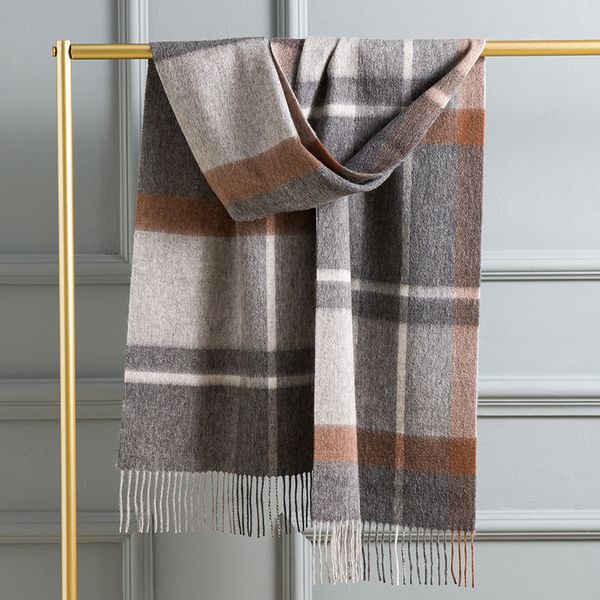 

2020new thickened wool scarf for women autumn and winterkorean men's fashion couple students high grade plaid scarf hijab, Blue;gray