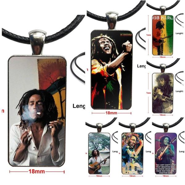 

legend bob marley for wedding glass cabochon jewelry steel color with long pendant choker rectangle necklace, Silver