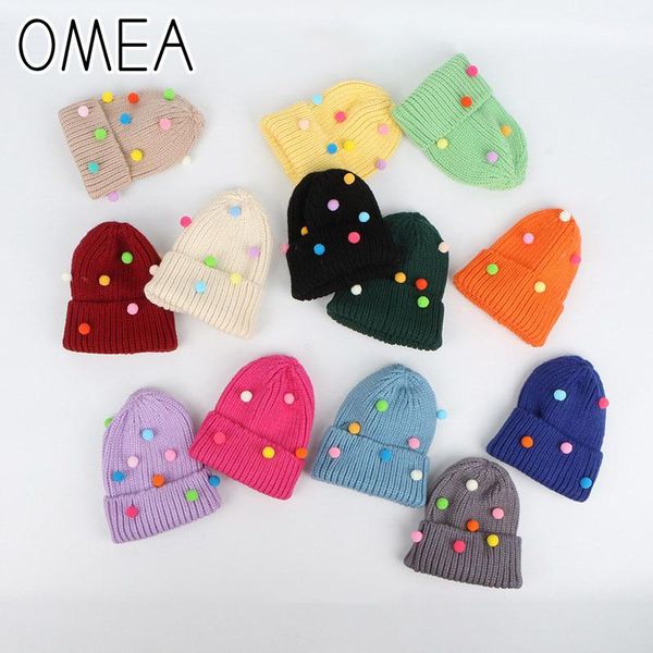 

winter hats for women autumn 2020 warm colorful pompon knitted hat wool ball curling hat with pompom beanies for ladies, Blue;gray