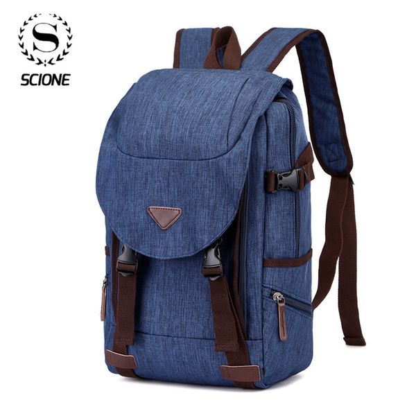 

scione canvas men's backpack vintage fashion school rucksack travel large capacity lapbackpack man bags pack
