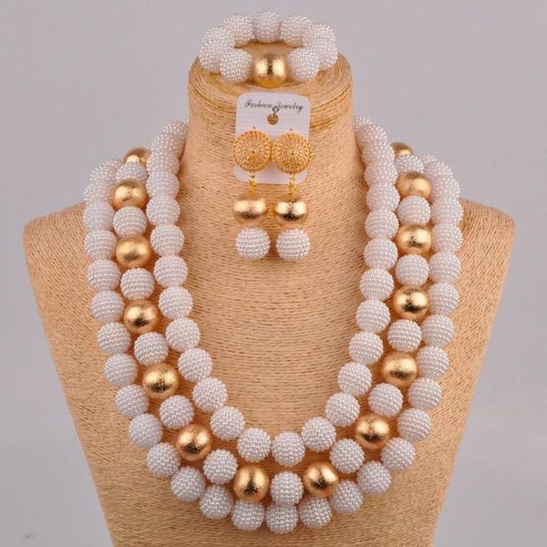 

24inchs long necklace african beads white costume jewelry set simulated pearl nigerian wedding bridal jewelry sets fzz84, Silver