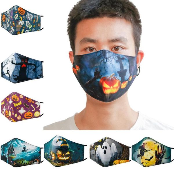 

design masks halloween party cosplay masks with filter washable face mask 3d digital printing mask halloween skull protection cotton mask