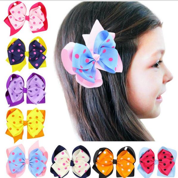 

100pcs/lot two layers twisted hairbow with polka dot hair accessory, Slivery;white