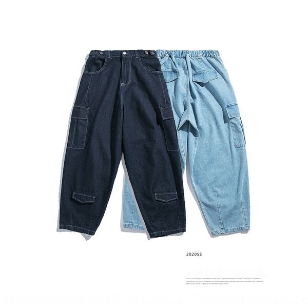 

north world men's casual pants and jeans 2020 new washed fake pocket jeans men's loose casual pants ts7fx, Blue