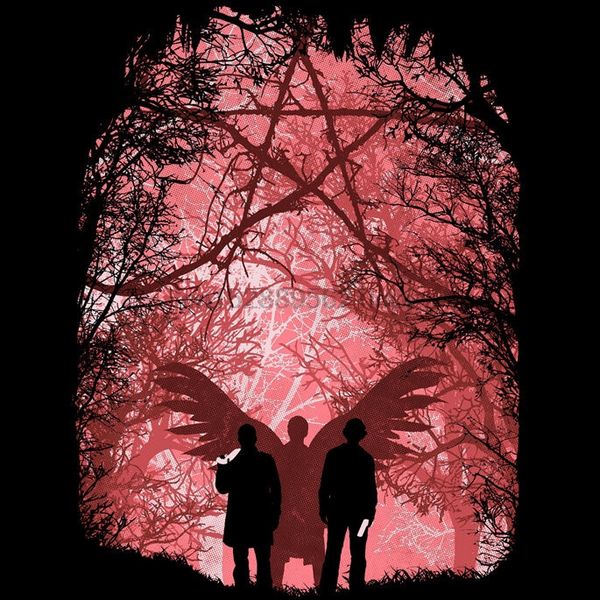 

supernatural sam dean winchester castiel hunters brothers cas mens t-shirt 2xl