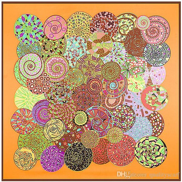 

square snails animal print scarf for women handmade shawls foulard femme orange large twill silk scarfs wholesale, Blue;gray