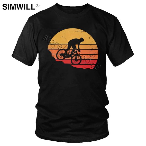 

урожай горный велосипед тенниска для мужчин хлопок стиль ретро sunset открытый mtb футболка с коротким рукавом o-образным вырезом tee велоси