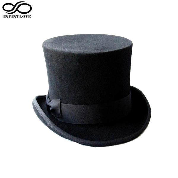 

luckylianji 13.5cm 4 sizes steampunk victorian formal hat wool felt vintage magician fedoras mad hatter president bowler hat, Blue;gray