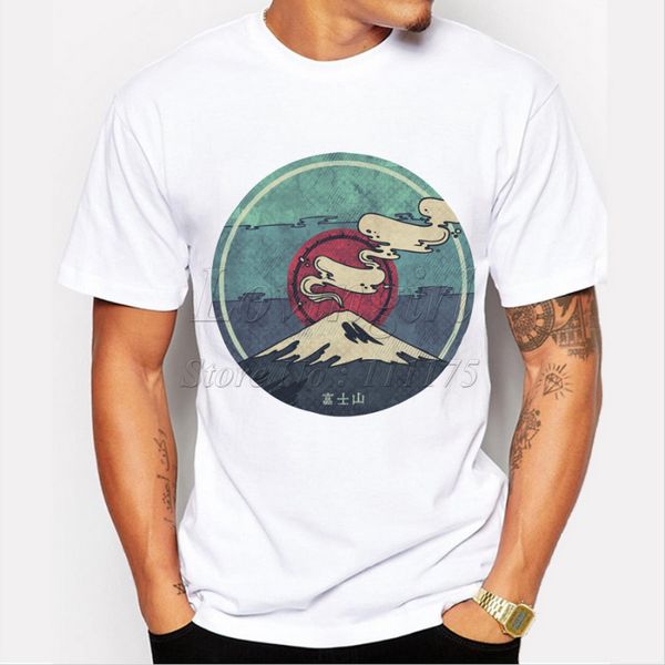 

2019 beautiful fujiyama printed t-shirt harajuku tee shirts