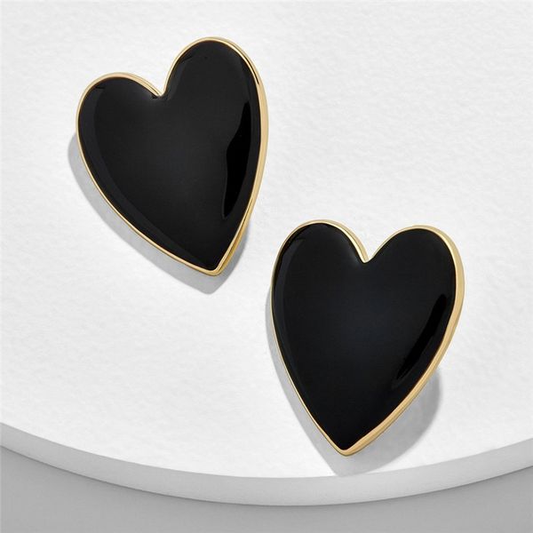 

colorful enamel heart stud earrings for women oil gold street trendy jewelry statement love stud earring gifts for girlfriends, Golden;silver