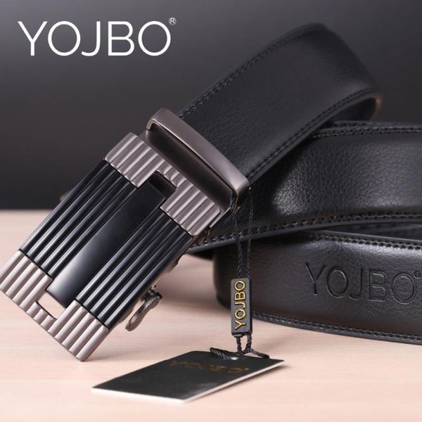 

yojbo men belt luxury leather male 2020 fashion luxuvry designer brand waist strap automatic buckle belts for men, Black;brown