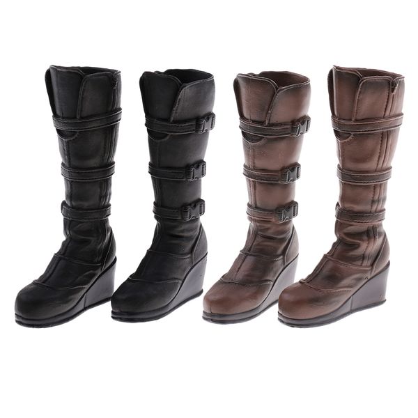 

1/6 high boots shoes for female 12\" action figure accessories black&brown