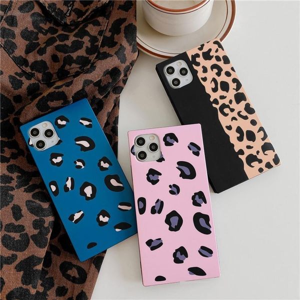 

square leopard print phone case cover for iphone 11 luxury soft fashion cases for iphone 11 pro xs max xr x 7 8 plus case wholesale