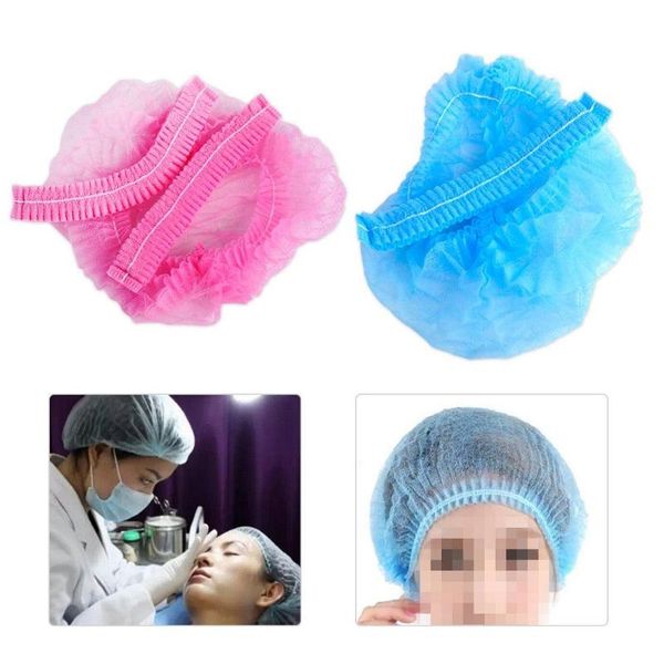 

20pcs disposable nonwoven bouffant caps hair net for salon spa catering/dust-workspace chef cap hair nets, Blue;gray