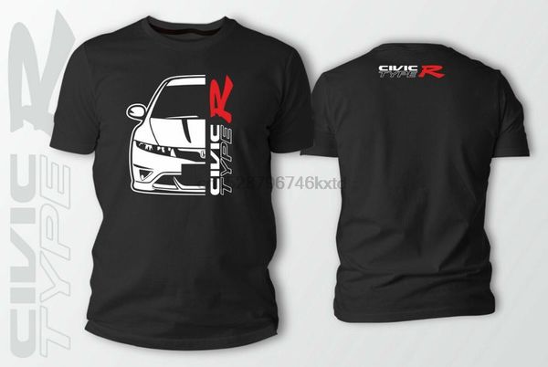 

double side hon civic type r fn2r car auto black t-shirt 2020 fashion 100% cotton men men t shirt tees custom cool shirts