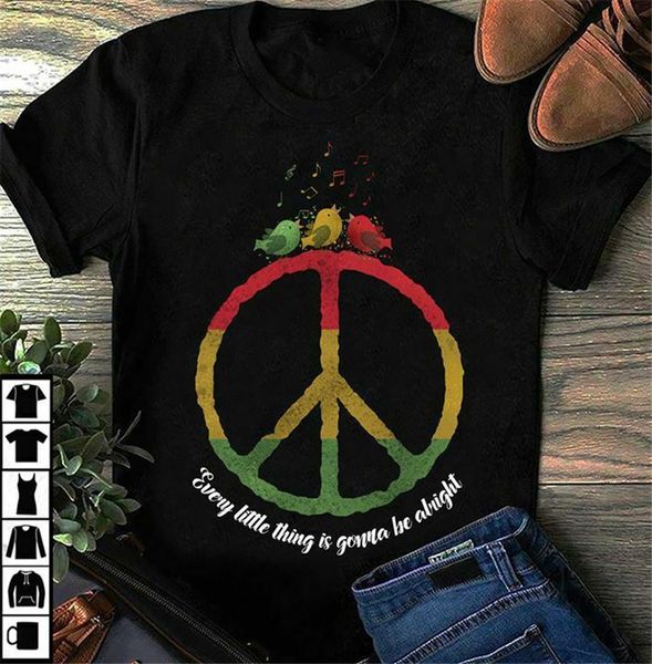 

hippie three birds every little thing is gonna be alright t shirt black men s3xl fashion tee shirt