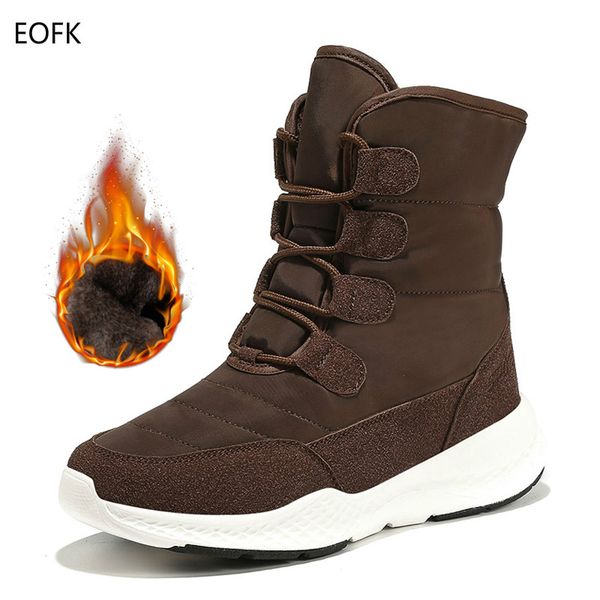 

eofk 2020 winter boots women light boots woman short plush ladies ankle warm snow shoes footwear, Black