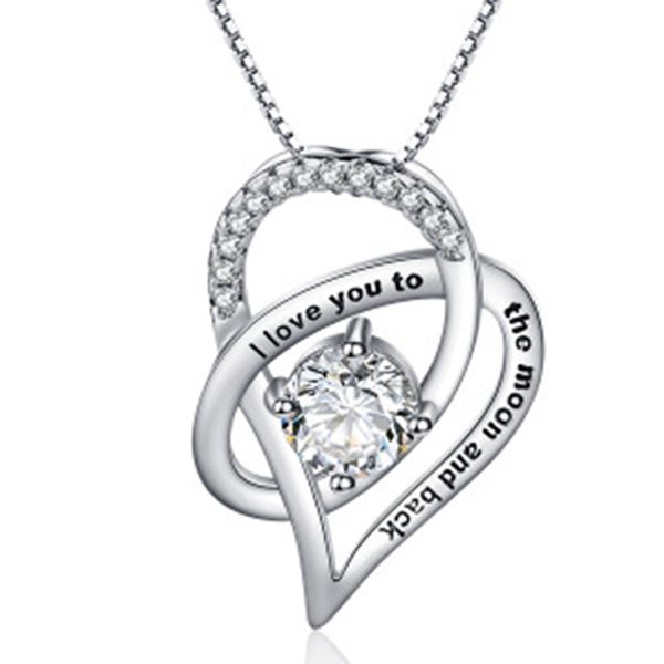 

горячие продажи мода сердце кристалл rhinestone подвеска серебро цвет цепи ожерелье женщин ювелирные изделия, Silver